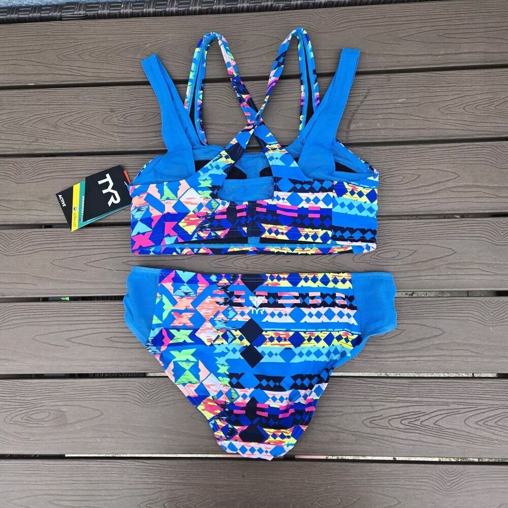 TYR Durafast Women’s Boca Chic mesh swim cross strap Bikini Set Size S 4/6 New - Picture 2 of 3